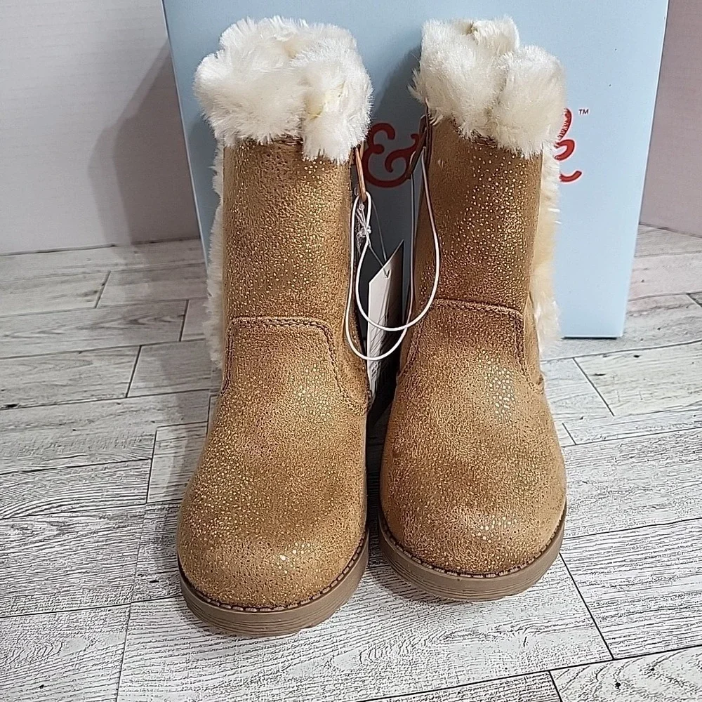 Cat & Jack Girls Katrina Toddler Faux Fur Shearling Tall‎ Brown Winter Boots NWT